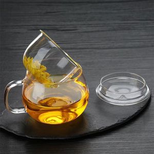 brühkits großhandel-Weingläser Teetassen Kits Tee Leaf Brewing System verdicktes Glas mit Infuser Korb und Deckelfiltration Teetassen für die Familie täglich