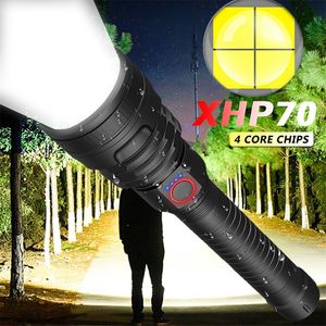 hellste taschenlampe großhandel-Leistungsstarke XHP70 LED Das hellste Zoom USB Ladelicht verwendet für Camping Jagd Taschenlampen Fackeln