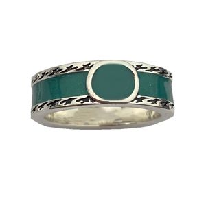 Wholesale simple couples rings for sale - Group buy Designer Green Gemstone Enamel Ring Female Sterling Silver Double G Interlocking Retro Distressed Rings Luxury Simple Couple Ring