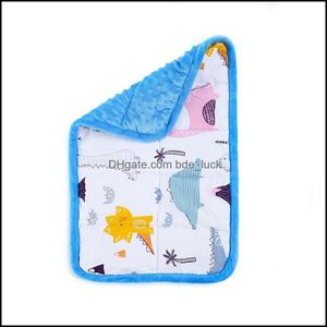 QUILTS Nursery Beding Baby MaternitySensory Lap Pad Blue Minky Fabric Dots Dino Prints Vägda filtar för barn med autism ADHD Speci