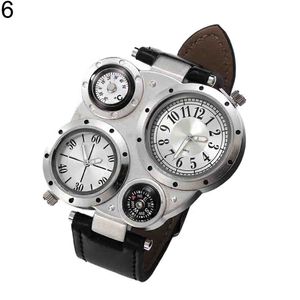 Creative Dials Digital Bracelet Watches Men Chic Dual Movement Quartz Sport Watch Waterproof Outdoor Thermometer Compass Clock w06
