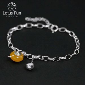 винтажный янтарный браслет оптовых-Lotus Fun Real стерлингового серебра натуральный янтарь ручной работы изысканные украшения Винтаж милый чайник браслеты для женщин Bijoux
