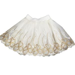 tutu dresses for teens toptan satış-Etekler Yaz Toddler Kızlar Tutu Etek Elbise Beyaz Nakış Tül Pettiskirt Bebek Altın Payetli Prenses Genç