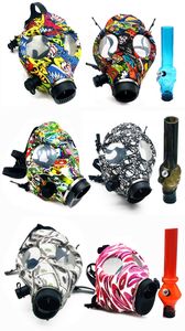 akrilik su boğaları toptan satış-Silikon Maskeleri Bongs Nargile Gaz Maskesi ile Yaratıcı Su Bong Shisha Akrilik Sigara Boru Nargile Tütün Tüpleri Toptan