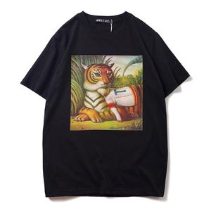 полосатая тигровая рубашка оптовых-Мужские футболки высокие мужчин маленький полосатый тигр футболки футболка хип хоп скейтборд улица хлопок тройник топ кений N297