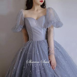 Blauwe Prinses Baljurk Lange Mouw Avondjurk Voor Dames Bruiloft Engagement Party Jurken Elegant Dubai Sweet Dresses