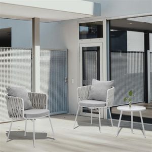 US stock High quality coffee table sets indoor patio balcony outdoor white gray chair garden set rattan chairs patio furniture PC305x