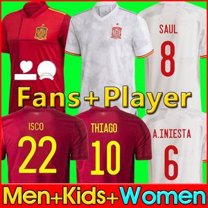 Fans Player Version Spanien Soccer Jersey Paco Morata A iniesta Pique España Camiseta European Cup Alcacer Sergio Alba Män Kvinnokit Uniformes