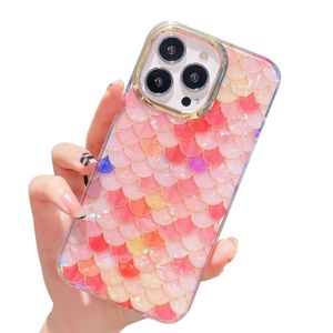 Luxury Shell Fish Scale Pattern Fodral för iPhone Pro Max Mode Leopard Rainbow Färger Telefon Protective Back Cover Shockside Anti Fall