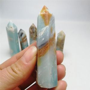 mavi kalsit kristal toptan satış-Dekoratif Nesneler Figürinler ADET Toptan Doğal Mavi Gökyüzü Kule Kuvars Karayipler Kalsit Kristalleri Noktası Dekorasyon için Satış