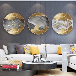 Paintings Traditional Chinese Abstract Gold Birds Mountain Art Canvas Poster Painting Wall Picture Print Home For Living Room Office Decor