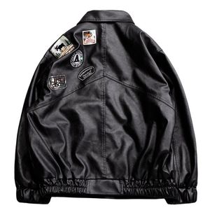 男性の総合的な革のジャケット オートバイのウールのカジュアルコート ラペル 防風 xl 秋