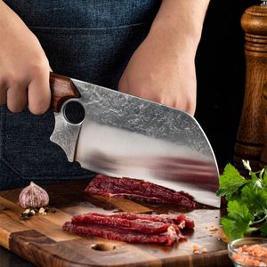 魚のナイフを分割するための複数の台所ナイフが付いているフィールドで純粋な鍛造戦術的な切り抜きと切断二重