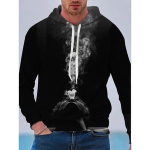 fotos fumando venda por atacado-Fumar imagem homens s D impresso hoodie visual festa de impacto top punk gótico rodada pescoço de alta qualidade americano moletom moletom