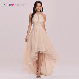Prom Dresses Woman Party Night Ever Pretty Tulle A Line O Neck High Low Beading Elegant Formal Gowns Vestidos Arrival