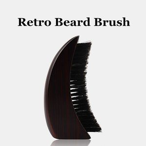 Eyelash Curler Men Natural Bristle Combs Barbershop Wave Hair Beard Brush Comb Beech Handle Curved Styling Tools Y0509