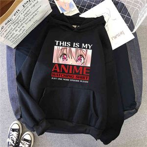 çizgi film anime izle toptan satış-Bu benim anime izlerken baskı hoodie cep boy hoodie tişörtü erkek rahat karikatürler hip hop anime tişörtü G1214