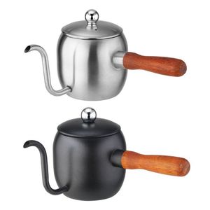 500ml Stainless Steel Mini Drip Coffee Pot Japanese Kettle with Wood Handle Kitchen Cafe Bar Tool