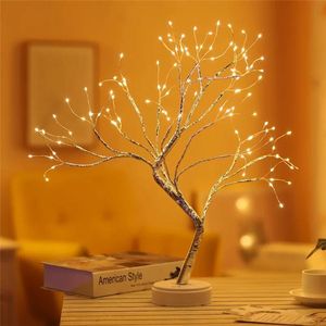 Night Lights Mini Christmas Tree Copper Wire Garland Lamp for Home Kids Bedroom Decor Fairy Lights Luminary Holiday Lamp