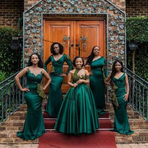 Aqua Green Mermaid Lange Bruidsmeisjes Jurken Sexy Plus Size Garden Afrikaanse Maid of Honour Wedding Guest Dress Robe Femme