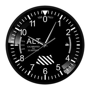 круглый самолет оптовых-Классический альтиметр круглые настенные часы современный прибор стиль пилота воздушного самолета высота измерения домашнего декора часы