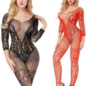 costumes European and American foreign trade embroidery sexy interesting long sleeves open file integrated silk stockings net clothe