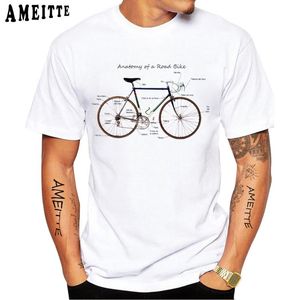 рубашка с велосипедным принтом оптовых-Мужские футболки старинные анатомии дороги старый велосипед печать футболка летние мужчины с коротким рукавом велосипед спортивный дизайн белые повседневные топы хип хмель мальчик т