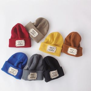 Wholesale boys knitted hats patterns for sale - Group buy Caps Hats Autumn Winter Kids Boys Girls Beanies Letter Pattern Children Knitted Colors