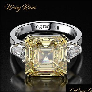 Solitaire pierścieni pierścienie Biżuteria Wong Rain Sterling Sier Utworzono MOISSANITE CITRINE Diamonds Gemstone Wedding Engagement Fine Hurt