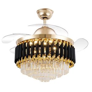 Pendant Lamps Modern Ceiling Fan Lights Home Living Room Dining Bedroom LED Inverter Crystal Chandeliers
