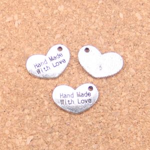 141pcs Antique Silver Bronze Plated heart hand made love Charms Pendant DIY Necklace Bracelet Bangle Findings mm