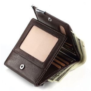 Hoge kwaliteit heren lederen portemonnee tri fold multi card slot unieke korte munt tas portefeuilles