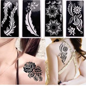 1 vel zwarte bloem stijl henna body art tijdelijke nep sticker tattoo print stencil stempelplaten