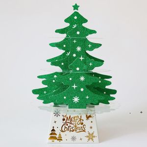 Kerstdecoraties Mini Desktop Kerstboom Ornamenten Glanzende D Pop up Kaart met Lichten Xmas Decoratie GWE10825