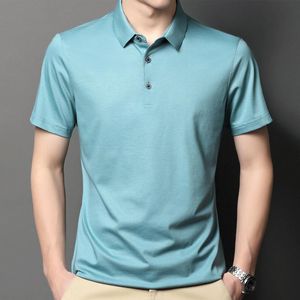 T shirts T shirts Shan Bao Luxe Hoogwaardige Zijde Bamboe Fiber Fit Short Mouwen T shirt Zomer Merk Business Casual Revers