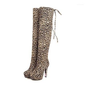 Wholesale sexy long boots for women resale online - Boots Women s Thigh High Over the knee Women Platform Sexy Leopard Red Black Long Fetish Shoes Lady Large Size