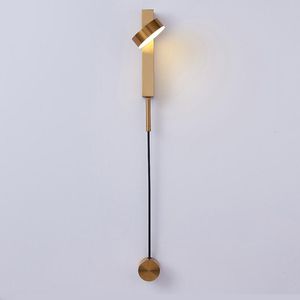 Zerouno Led Indoor Wall Lamps Rotation Dimming Switch Lights Modern Stai Deco Sconce Livingroom Golden Lamp