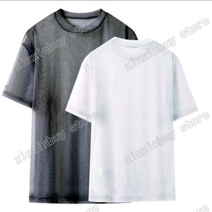 beyaz tee womens toptan satış-2021 Tasarımcılar Mens Womens See throom T Shirt Dantel Mektuplar Adam Paris Moda T shirt En Kaliteli Tees Sokak Kısa Kollu Lüks Tişörtleri Beyaz Siyah