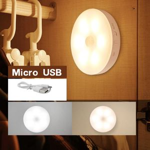 micro led-lichtleiste großhandel-Nachtlichter Micro USB Treppen LED unter Schreiner Licht Bewegung Sensor Schrank Küche Schlafzimmer Beleuchtung Wandlampe mit Magnetstreifen