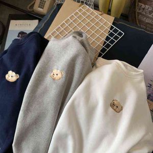 koreaner tragen großhandel-Bärenstickerei Hemd Koreaner Frühling Herbst Lose Große Größe Student Jacke Verdickte Reizende Bären Oansatz Sweatshirt für Männer Frauen