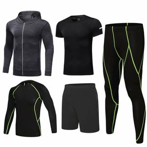 Men s Tracksuits Fitness Suit Pieces set Quick dry Plastic Workout Tights Gym Running