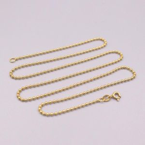 cadena de eslabones de cuentas de oro de 18 k al por mayor-Collar de oro amarillo puro de k mm Beads Glossy Cadena de enlace G pulgadas para hombres Cadenas de regalo de mujeres