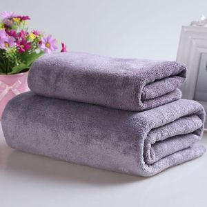 ingrosso asciugamano viola-Asciugamano di alta qualità più spessa bagno in microfibra spiaggia set di asciugamani solidi viola blu rosa letto sportivo x140cm