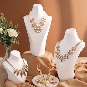 Jewelry Pouches Bags Resine Necklace Stand Organizer Display Bust Mannequine Jewellry Holder Jewellery Case Holders Rack Prop White