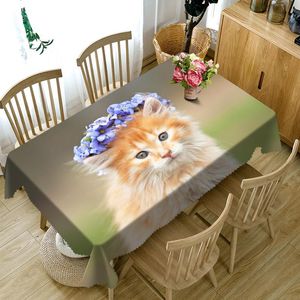Tkanina stołowa Konfigurowalna d okrągły obrus na sobie kotek kota girlanda wzór zagęścić poliestrowy prostokątny tekstylna domowa