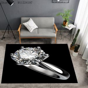 Tapijten karaat trouwring patroon rechthoek woonkamer tapijt D heldere diamant print tapijten voor slaapkamer eetzaal keuken