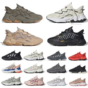 2022 Leather ozweego mens Designer Running Shoes Trace Cargo Pale Nude Black Blue triple Cloud Multi Taped Seams Grey Solar Green men women trainers sports sneakers