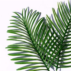 Sztuczna Tropikalna Palma Liście Fałszywe Rośliny Faux Duże Drzewko Palmowe Liść Zielona Greenery Dla Kwiatów Układ Wedding Home Party Decor V2