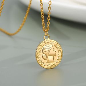 collar de monedas de dólar de oro al por mayor-Creative Golden Queen Jewelry Chating Dollar Moneda Ronda Vintage Para Mujeres Bohemian Choker Collares Colgantes