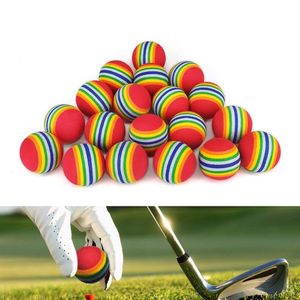 50pcs bag EVA Foam Golf Practice Balls Yellow Red Blue Rainbow Sponge Indoor Training Aids